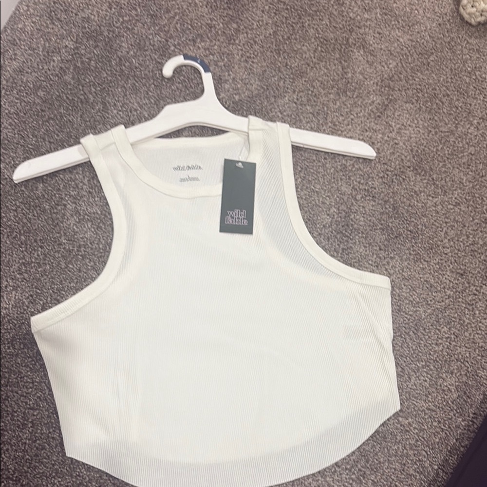 Wild Fable White Ribbed Tank Top- New size large